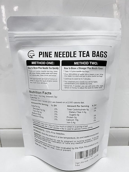 Organic Pine Needle Tea Bags - 100% Pure Natural Dried Pine Needles Herbal Tea, Effectively Antioxidant & Immune Support, Caffeine Free, 30 Tea Bags