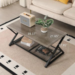 Load image into Gallery viewer, SENIG Coffee Table with Storage Shelf, Industrial Metal Wood Living Room Tables, Rectangle Center Table 39 Inch, Vintage Simple 2 Tier Cocktail Table, Grey