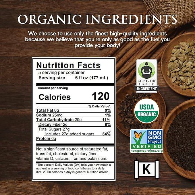 Third Street Inc. Organic Dragon Tongue Ginger Chai Concentrate, 32 Fl. Oz., Black Tea Latte Concentrate, Generously Spiced Tea Blend, Beverage Concentrate 1:1, Vegan, Gluten Free, Kosher, Non-GMO