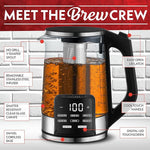 Load image into Gallery viewer, Gourmia Electric Programmable Glass Kettle – 1.7L Temperature Control Tea &amp; Coffee Kettle with Digital Touch Display, 6 Presets, Keep Warm, Removable Stainless Steel Infuser, 360° Swivel Base – Red