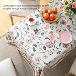 Load image into Gallery viewer, Designer Chinoiserie Linen Floral Small Square Tablecloth,White Wrinkle Resistant Table Cloth,Elegant Decor Tablecloths for Dining Thanksgiving Kitchen Party Christmas,55"*55"-Daffy