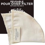 Load image into Gallery viewer, (2-Pack) Reusable Organic Cotton Filters for Hario V60 and Origami Style Pourover Coffee Filters, Ceramic Cup, Glass, Plastic Dripper (Size 01, 1-2 Cups)