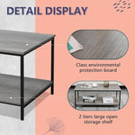 Load image into Gallery viewer, SENIG 2-Tier Coffee Table with Storage Shelf for Living Spaces, Grey Oak Rectangle Wood and Sturdy Metal Side End Table, Functional Center Table for Living Room, 39.3 x 20 x 16