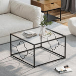 Load image into Gallery viewer, Black Coffee Table Modern Center Table,Glass Square Minimalist Coffee Table Tea Table for Living Room,Tempered Glass-top with Sturdy Metal Frame, Easy Assembly,26.4 x 26.4 x 15.7 Inches