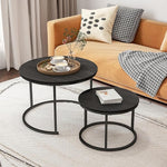 Load image into Gallery viewer, Round Coffee Table Set of 2 End Tables for Living Room,Black Coffee Table Nesting Tables,Living Room Table Wooden Accent Furniture Metal Frame,Sturdy Stacking Side Tables,Easy Assembly