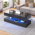 Load image into Gallery viewer, 47.2" Large Lift Top Coffee Table,Modern High Glossy LED Coffee Tables for Living Room with Storage,Black Living Room Tables for Living Rooms,Dining Room,Bedroom Home Office,APP LED Lights（Black）
