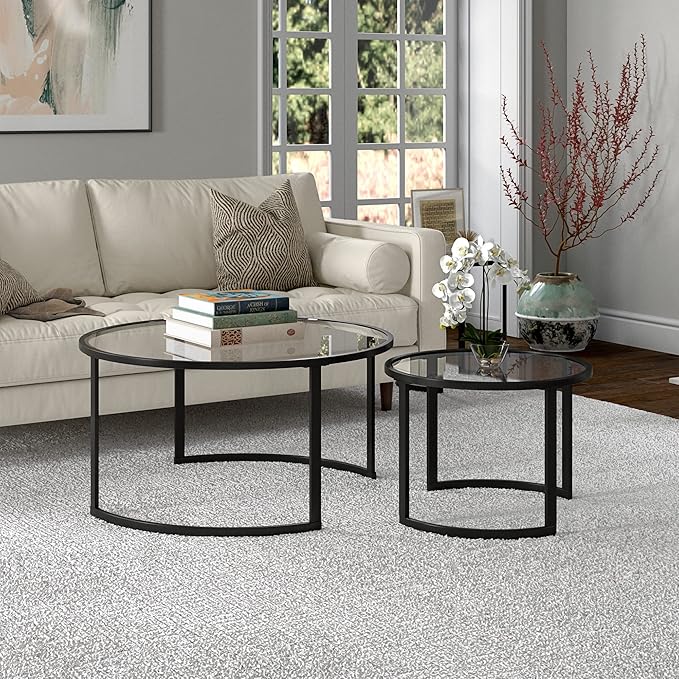 Mitera Round Nested Coffee Table in Blackened Bronze