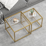 Load image into Gallery viewer, Glass Coffee Table Gold,Nesting Tables Set of 2, Minimalist Coffee Side End Tables for Small Spaces, Sofa Side Tea Coffee Table with Metal Frame for Home, Office, Space-Saving