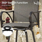 Load image into Gallery viewer, PHI VILLA 3 Piece Outdoor Bar Set, Bar Height Patio Bistro Table and Bar Chairs with Gray Textilene Fabric &amp; Rustproof Metal Frame for Backyard, Balcony, Garden Poolside