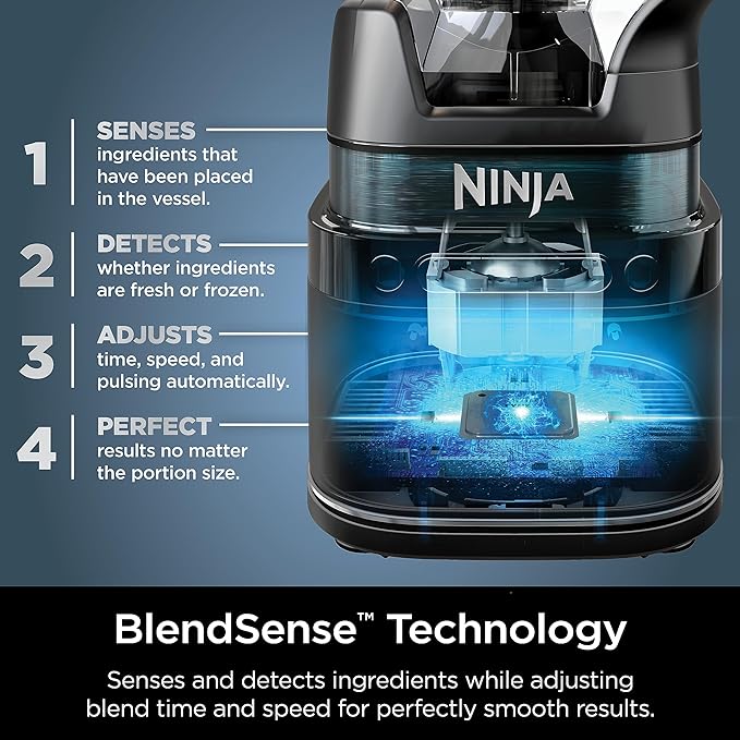 Ninja Detect Power Blender Pro + Personal Single-Serve, BlendSense Technology, For-Smoothies, Food and More, Compact Kitchen Countertop, 1800 P-Watts, 72 oz. Pitcher, (2) 24 oz. Cups, Black, TB301