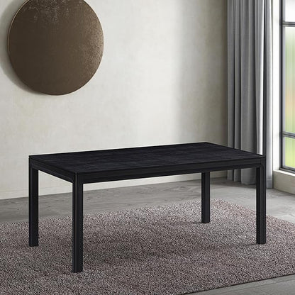 NTC Flow 71 Inch Modern Design, Rectangular Dinner Table for Dining Room, Living Room Furniture, Effortless Assembly, Burnt Black