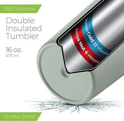 SIPX™ Triple-Insulated Tumblers - 16oz. Premium Modern Tumbler With Lid, insulated Cup Keeps Hot For 6 Hours, Stainless Steel Tumbler Made Of Sustainable Material, Coffee Travel Mug For Home & Office
