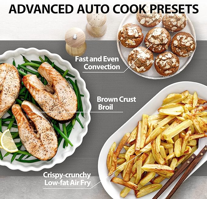 TOSHIBA Combo 8-in-1 Countertop Microwave Oven, with Convection, Broil, Odor Removal Mode, 12.4" Position Memory Turntable, Child-Lock, Black Stainless Steel, ML2-EC10SA(BS) A, Air Fryer-1.0 Cu.Ft