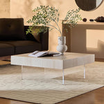 Load image into Gallery viewer, Drum Coffee Table Modern MDF Wooden Tea Table Living Room Square Coffee Table with Acrylic Legs and Marble Grain TopNo Need Assembly