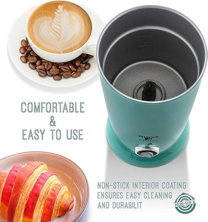 Moss & Stone Electric Milk Frother - Latte Art Steamer, Electric Cappuccino Machine And Milk Warmer, Hot Foam Maker and Milk Warmer for Latte, Cappuccinos, Macchiato, Hot Chocolate Milk