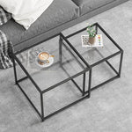 Load image into Gallery viewer, Glass Nesting Coffee Table Set of 2, Modern Minimalist Center Tables, Living Room Coffee Tables for Home, Office, Bedroom, Small Spaces, Space-Saving, Black
