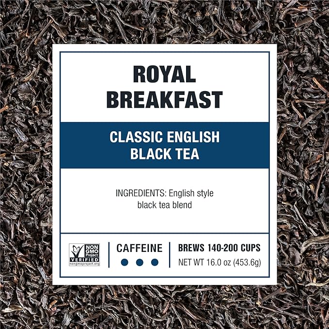 Tiesta Tea - Royal Breakfast, Loose Leaf, Classic English Black Tea, Premium High Caffeine Hot & Iced, Brews up to 200 Cups, 16oz Resealable Bulk Pouch