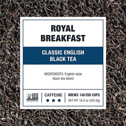Tiesta Tea - Royal Breakfast, Loose Leaf, Classic English Black Tea, Premium High Caffeine Hot & Iced, Brews up to 200 Cups, 16oz Resealable Bulk Pouch
