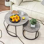 Load image into Gallery viewer, Nesting Round Coffee Table Set of 2 End Tables for Living Room,Grey Coffee Table Wooden Accent Furniture with Metal Frame,Stacking Side Tables,Black+Warm Grey