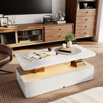 Load image into Gallery viewer, Spurgehom Contemporary Coffee Tables for Living Room, LED Coffee Table with Rounded Corner in 16 Colors, High Gloss 2 Tiers Table with Hidden Power Supply