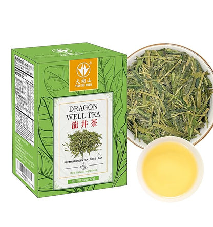 TIAN HU SHAN First Grade Tea Chinese LongJing/Dragon Well Green Tea Loose Leaf 8oz (227g)