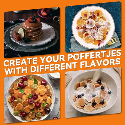 Baker's Friend Mini Pancakes Maker Machine, Dutch Mini Pancake Griddle, 14 Holes Electric Poffertjes Pan, Ideal for Breakfast, Snacks, Desserts & More, Red