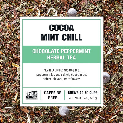 Tiesta Tea - Cocoa Mint Chill Loose Leaf Tea, Chocolate Peppermint Herbal Rooibos Blend, Non-Caffeinated, Brew Hot or Iced, Refillable Tin, Makes Up to 50 Cups, 3 Ounce