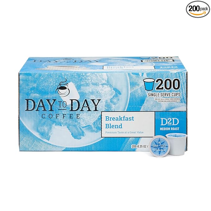 Day To Day 200-Count Breakfast Blend Medium Roast Single Serve Coffee Pods for K-Cup Keurig Brewer
