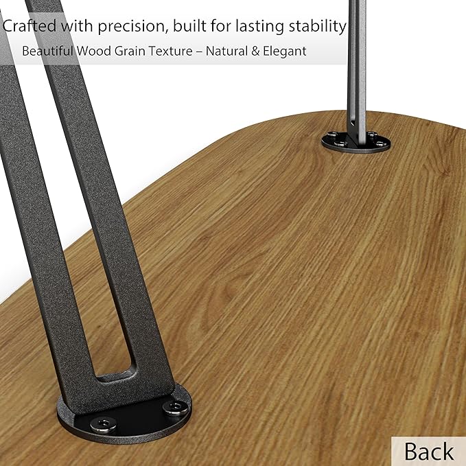 Manora Modern Mid Century Coffee Table, Oval Triangle Wood Center Table with Sturdy Metal Legs, Stylish Living Room Accent Table for Small Spaces