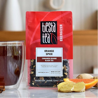 Tiesta Tea - Orange Spice Tea, Loose Leaf, Cinnamon Orange Black Tea, Premium High Caffeine Tea Blend, Make Hot or Iced & Up to 25 Cups, 2.5 oz Resealable Pouch