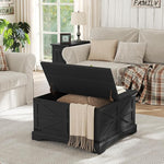 Load image into Gallery viewer, Furnideco Farmhouse Lift Top Coffee Table, Square Wood Center Table with Large Hidden Storage Compartment for Living Room, Rustic Cocktail Table with Hinged Lift Top for Home, Black