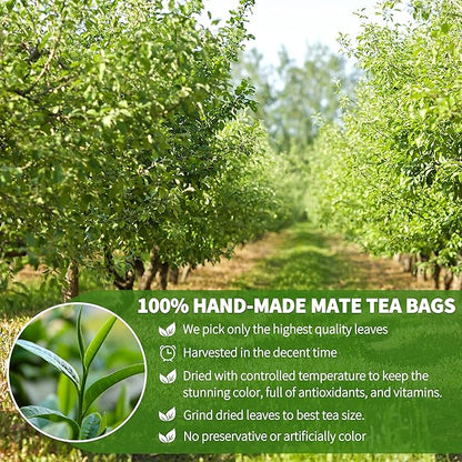 Yerba Mate Tea Bags with 40 Count - Supports Cardiovascular & Digestive Systems, Keep Youth.