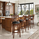 Load image into Gallery viewer, PHI VILLA 30 inch Bar Stools Set of 6, Swivel Wooden Barstools Tall Upholstered Faux Leather Barstool with Back, Vintage Bar Height Chairs,Kitchen Stools, Pub