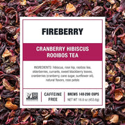 Tiesta Tea - Cranberry Hibiscus Rooibos Tea, Fireberry, Loose Leaf, Herbal Blend with Hibiscus, Cranberry, Currants, Rooibos, Enjoy Hot or Iced, 200 Cups in Resealable Pouch, 16 Ounce