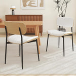 Load image into Gallery viewer, Modern PU Leather Dining Room Chairs Set of 6, Upholstered Kitchen Chairs with Curved Wood Backrest and Metal Legs Adjustable Feet for Kitchen Dining Room(White)