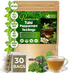 Load image into Gallery viewer, FreshDrinkUS, Premium Tulsi Peppermint Herbal – 30 Tea Bags, 100% Natural, Blend of Tulsi Holy Basil Leaves, and Peppermint Leaves. Made with Natural Material Tea Bags. No Sugar, Vegan.