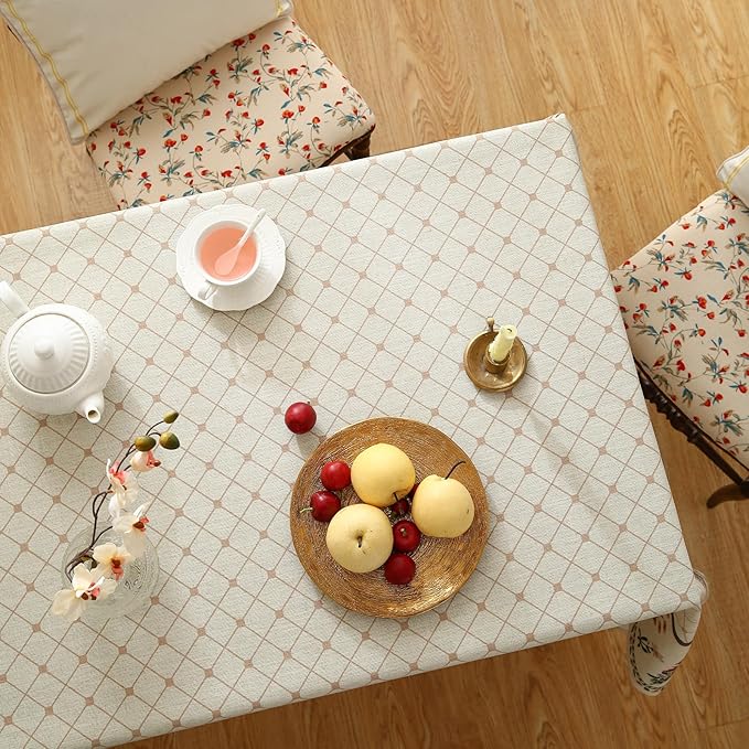 Designer Vintage Linen Floral Table Cloth for Rectangle Table,Fall Colorful Modern Tablecloth,Anti-Wrinkle Decor Tablecloths for Dining Thanksgiving Kitchen,55"*79"-Bertina E