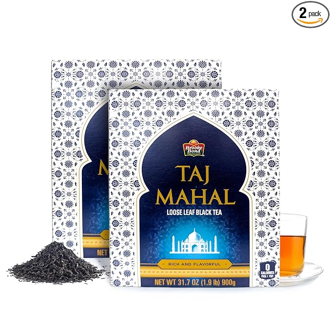 Taj Mahal Tea by Brooke Bond | Loose Tea | Black Tea | Compatible for Chai & Milk | Premium Blend | Refreshing Taste | 900 Grams (Pack of 2)