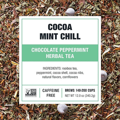 Tiesta Tea - Cocoa Mint Chill Loose Leaf Tea, Chocolate Peppermint Herbal Rooibos Blend, Non-Caffeinated, Hot or Iced, Makes Up to 200 Cups, Resealable Bulk Pouch, 12 Ounce