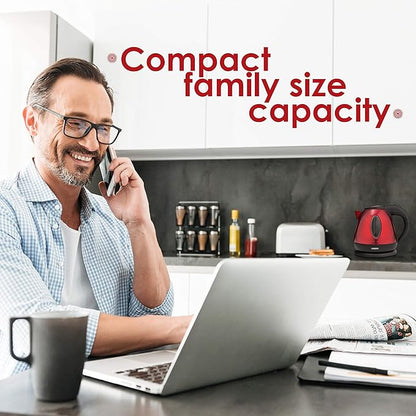 Moss & Stone 1.2L Stainless Steel Small Electric Kettle Red Color, Cordless 1500w Fast Boiling Pot, Portable Hot Water Electric Tea Kettle With Boil Dry Protection & Auto Shut-Off