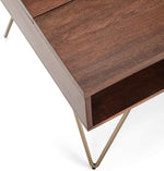 Load image into Gallery viewer, SIMPLIHOME Hunter Lift Top Coffee Table - 48 inch Wide Solid Mango Wood and Metal Industrial Cocktail Table in Umber Brown, Functional Living Room Table with 2 Storage Cubbies and Hairpin Legs