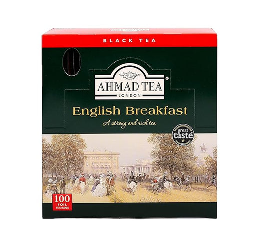 Ahmad Tea Black Tea, English Breakfast Teabags individually wrapped in foil, 100 ct - Caffeinated & Sugar-Free