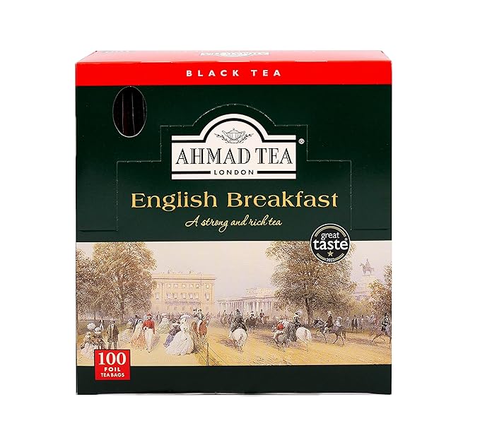 Ahmad Tea Black Tea, English Breakfast Teabags individually wrapped in foil, 100 ct - Caffeinated & Sugar-Free