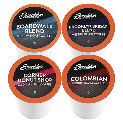 Brooklyn Beans Coffee Pods, Medium Roast Gourmet Variety Pack - Compatible with Keurig K Cup Brewers Including 2.0 Machines, 40 Count