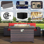 Load image into Gallery viewer, 10 Pieces Outdoor Patio Furniture Set Outdoor Furniture Patio Sectional Sofa Conversation Sets w/ETL Approved 45" Gas Outdoor Fire Table &amp; Coffee Table, Swivel Rocking Chair (Red)