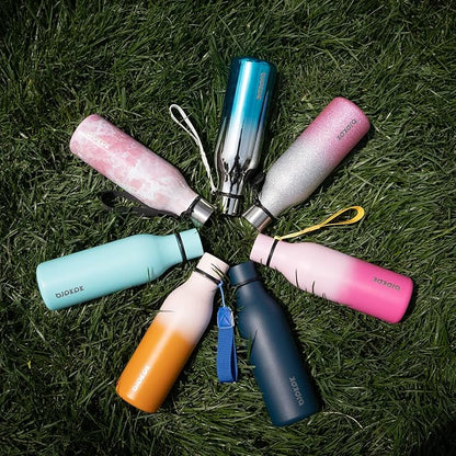 BJPKPK Insulated Water Bottles, 18 oz Stainless Steel Metal Water Bottle with Strap, BPA Free Leak Proof Jugs,Mugs,Flasks, Reusable Thermal Flasks for Sports & Travel, Caribbean Sunrise