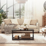 Load image into Gallery viewer, Rectangle Coffee Table for Living Room, Wood Rustic Coffee Table with 2 Tier and Metal Frame, Industrial Modern Center Table, Dark Brown