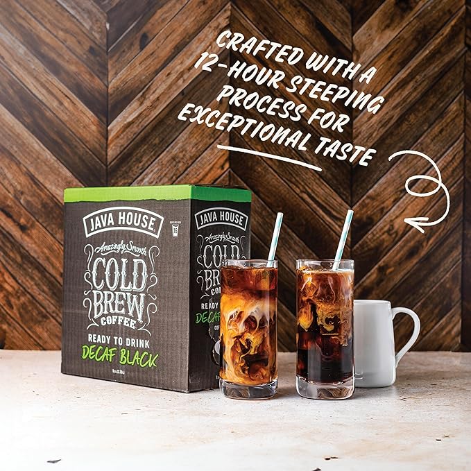 Java House Cold Brew Coffee on Tap (Pack of 2) – Premium 100% Arabica Decaf – Smooth Decaf with Chocolate & Caramel Notes – 1 Gallon Box (16 Servings) – Ready to Drink, No Caffeine, No Brewing Required, Fridge-Friendly