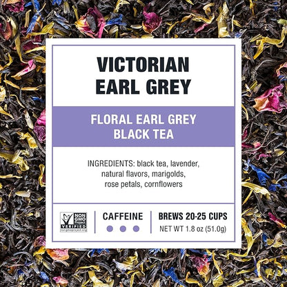 Tiesta Tea - Victorian Earl Grey, Loose Leaf, Floral Earl Grey Black Tea, Premium Blend, High Caffeinated Black, Make Hot or Iced Brews Up to 25 Cups, 1.8 Ounce Resealable Pouch