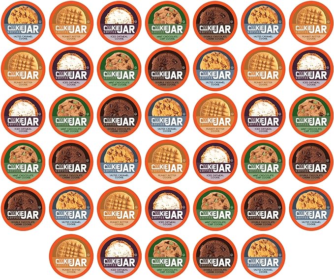 Cookie Jar Assorted Flavored Coffee Pods for Keurig K Cup Brewers, 40 Count Variety Pack – Flavored Coffee Sampler with Multiple Delicious Options